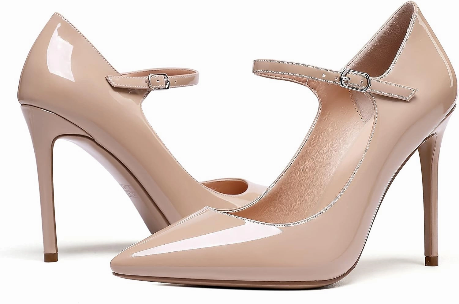 SAMMITOP Women's Pointed Toe Mary Jane Pumps High Heel Shoe with Ankle Strap