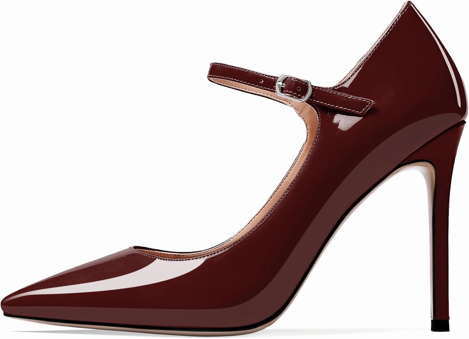 SAMMITOP Women's Pointed Toe Mary Jane Pumps High Heel Shoe with Ankle Strap