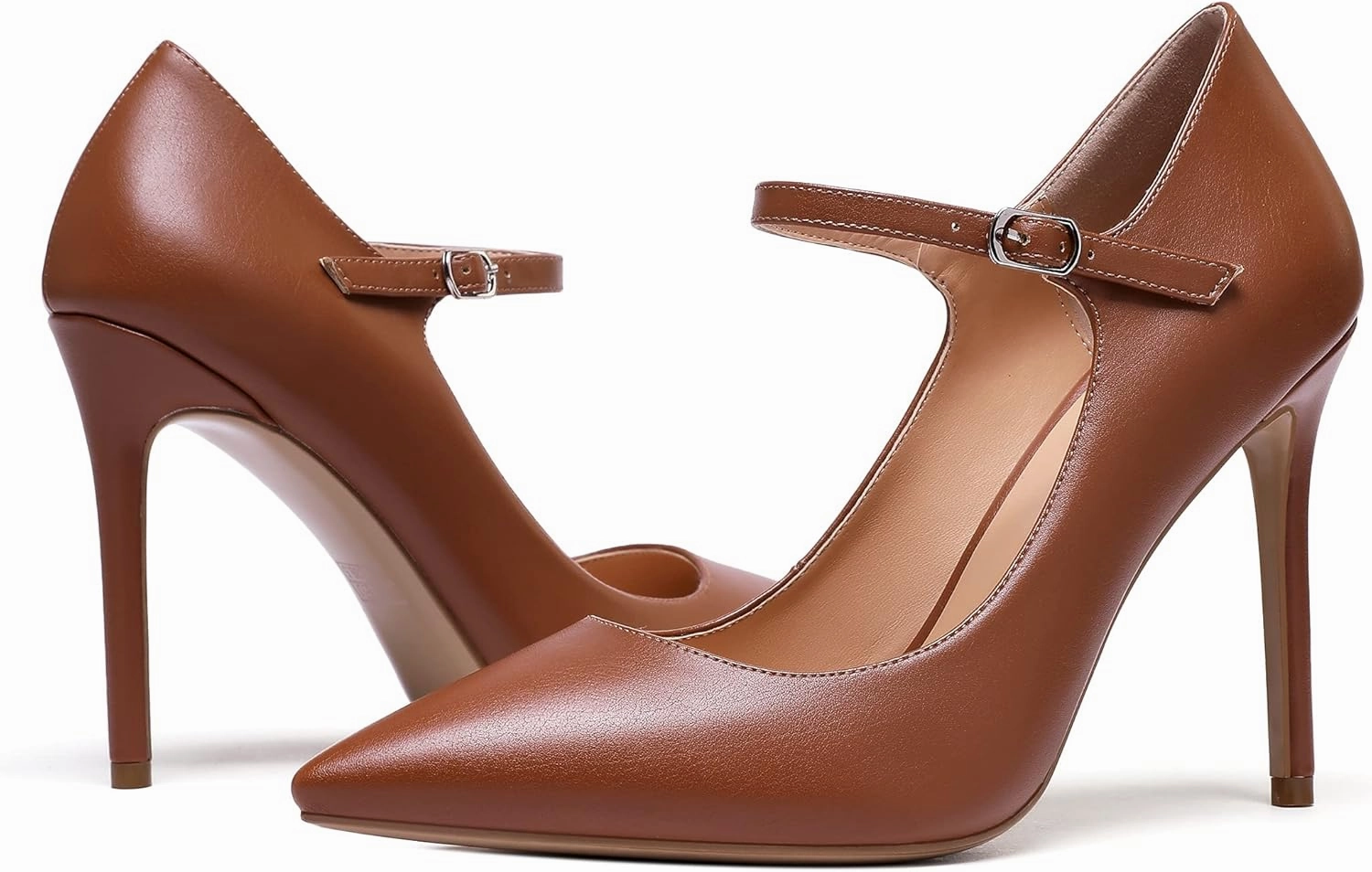 SAMMITOP Women's Pointed Toe Mary Jane Pumps High Heel Shoe with Ankle Strap