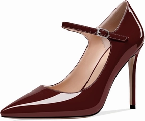SAMMITOP Women's Pointed Toe Mary Jane Pumps High Heel Shoe with Ankle Strap