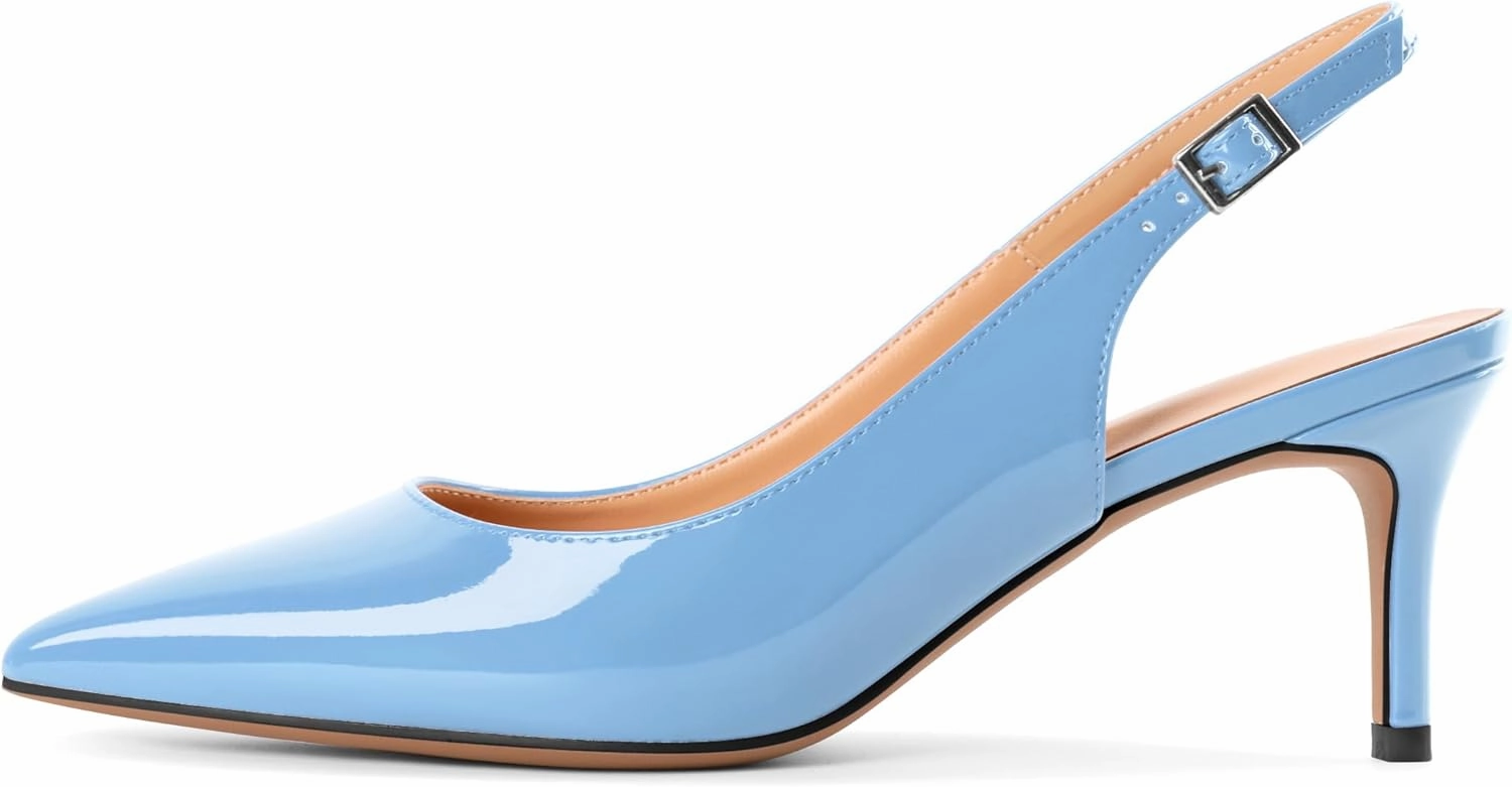SAMMITOP Women's Pointed Toe Slingback Shoes Kitten Heel Pumps Comfortable Dress Shoes