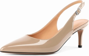 SAMMITOP Women's Pointed Toe Slingback Shoes Kitten Heel Pumps Comfortable Dress Shoes