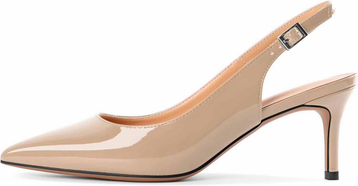 SAMMITOP Women's Pointed Toe Slingback Shoes Kitten Heel Pumps Comfortable Dress Shoes