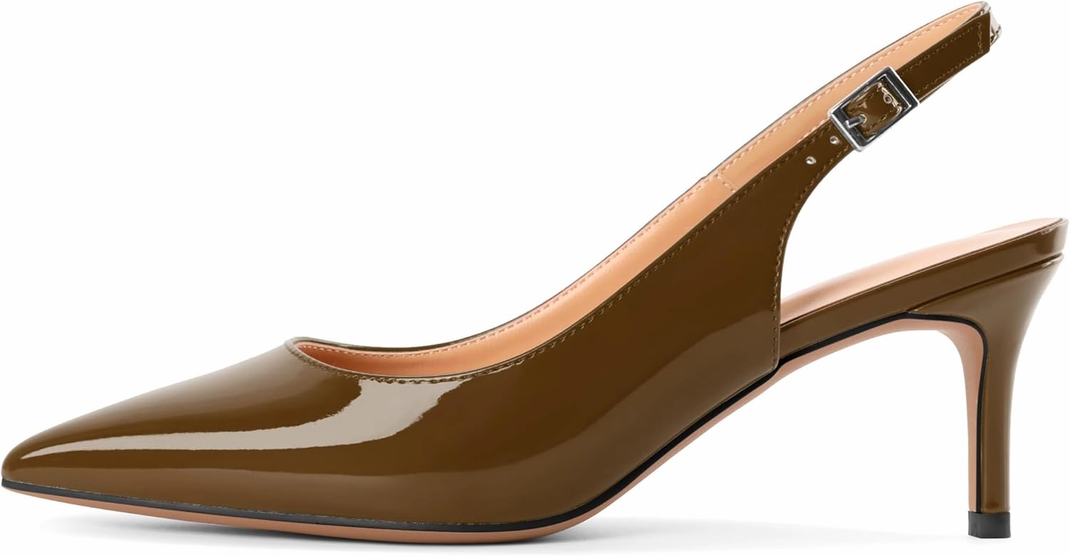 SAMMITOP Women's Pointed Toe Slingback Shoes Kitten Heel Pumps Comfortable Dress Shoes