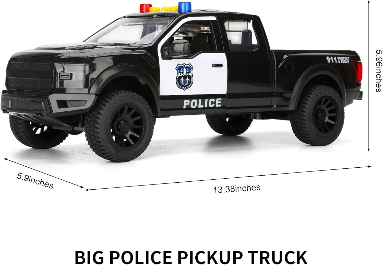 SASBSC Police Pickup Truck Toys for 3  Year Old Boys Big Police Car Toy with Sound and Light Friction Power Toy Trucks Birthday for Kids Ages 3-8