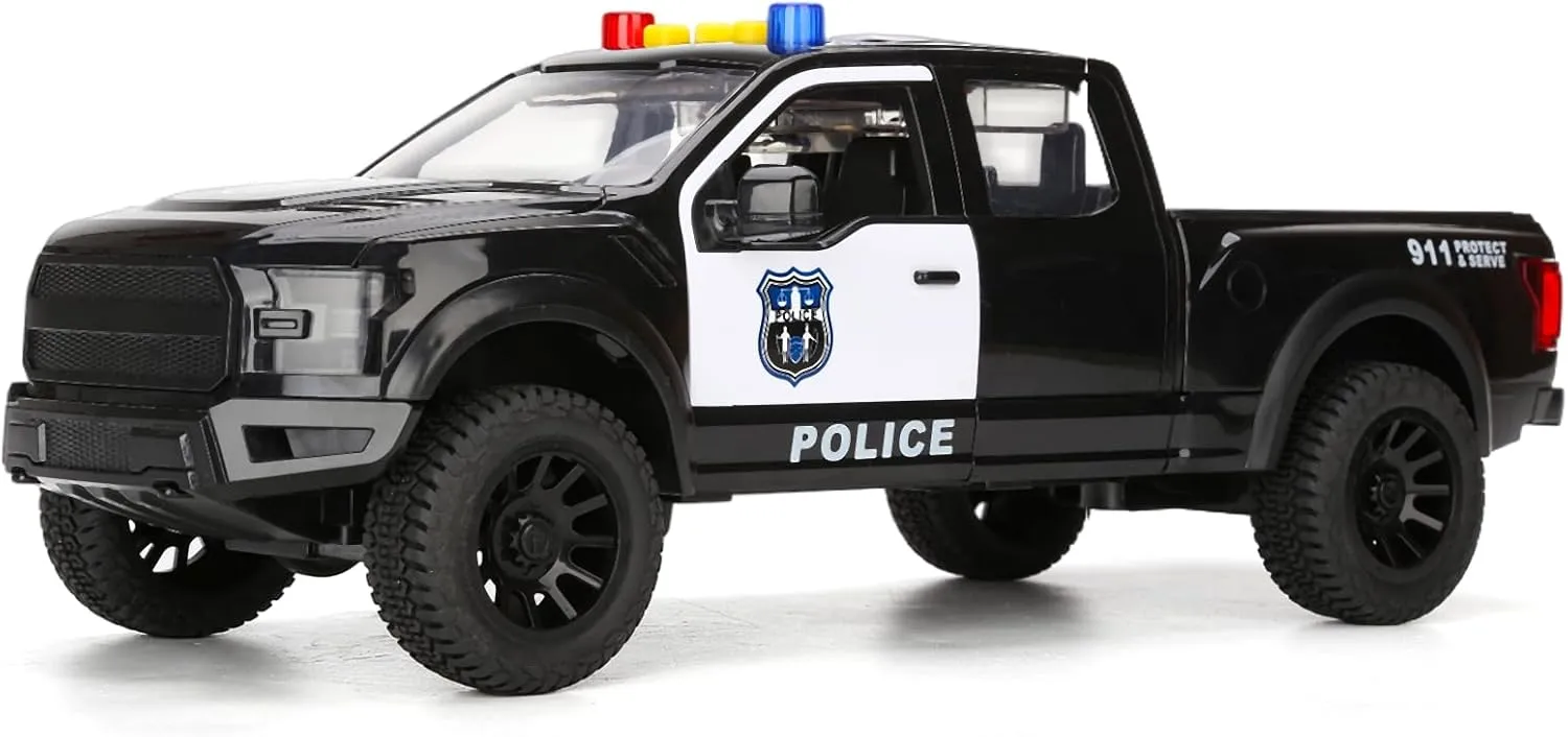SASBSC Police Pickup Truck Toys for 3  Year Old Boys Big Police Car Toy with Sound and Light Friction Power Toy Trucks Birthday for Kids Ages 3-8