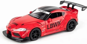 Scale Finished Model Car 1:22 for Toyota Supra Rally Car Alloy Diecast Simulation Car Model Pull Back Sound and Light Vehicle Ornament Miniature Die-cast Vehicle(Red)