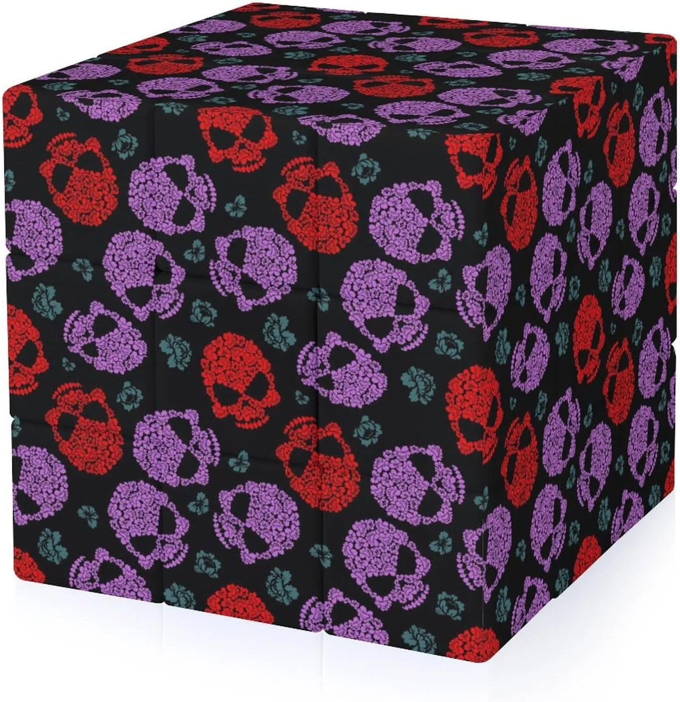 Scary and Cute Flower Skull Pattern Funny 3x3x3 Cube Smooth Lightweight Puzzle for Adult Graphic Printing Travel