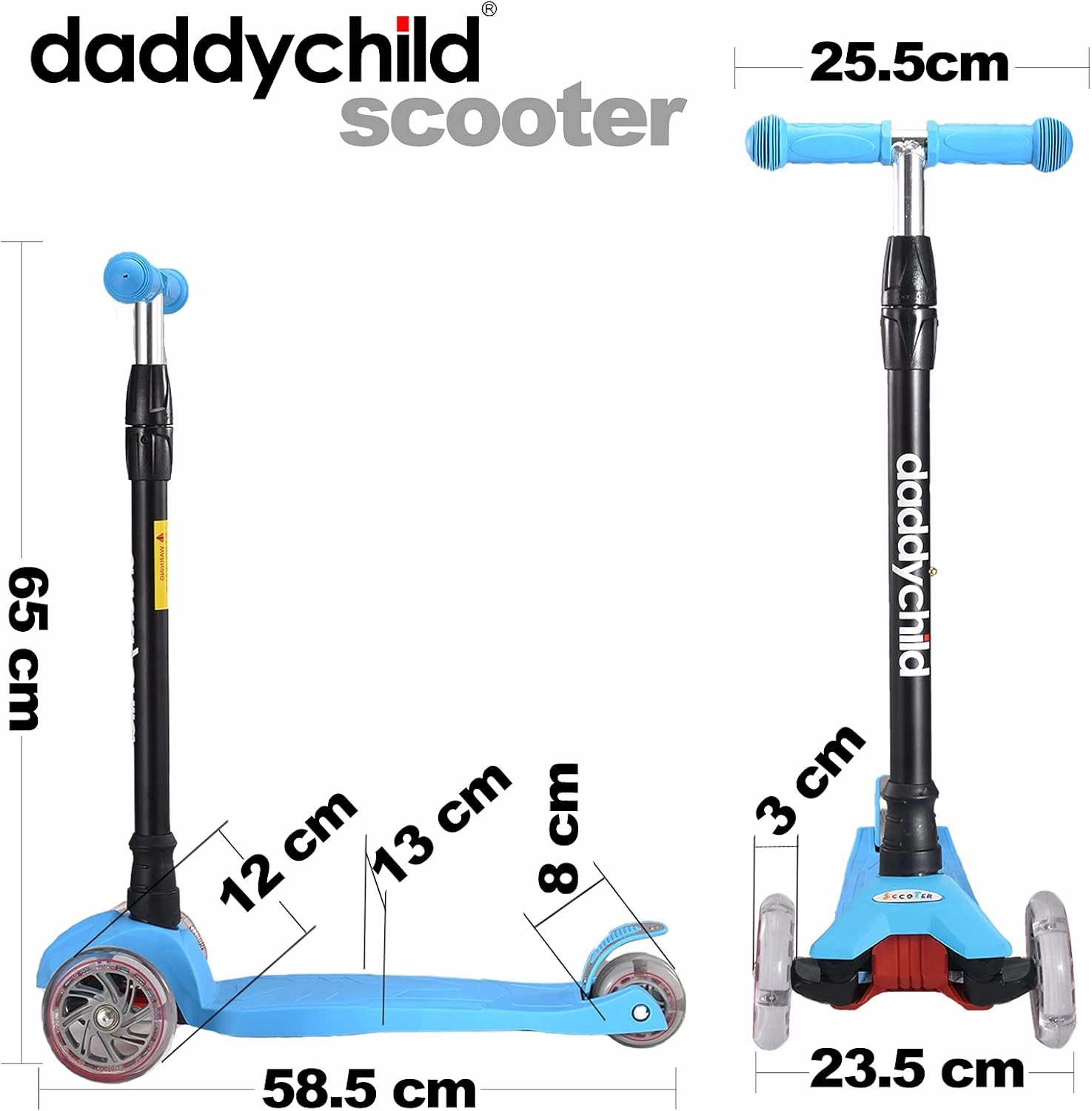 Scooters for Kids 3 Wheel Kick Scooter for Toddlers Girls & Boys, 4 Adjustable Height, Lean to Steer, Extra-Wide Deck, Light Up Wheels for Children from 3 to 14 Years Old