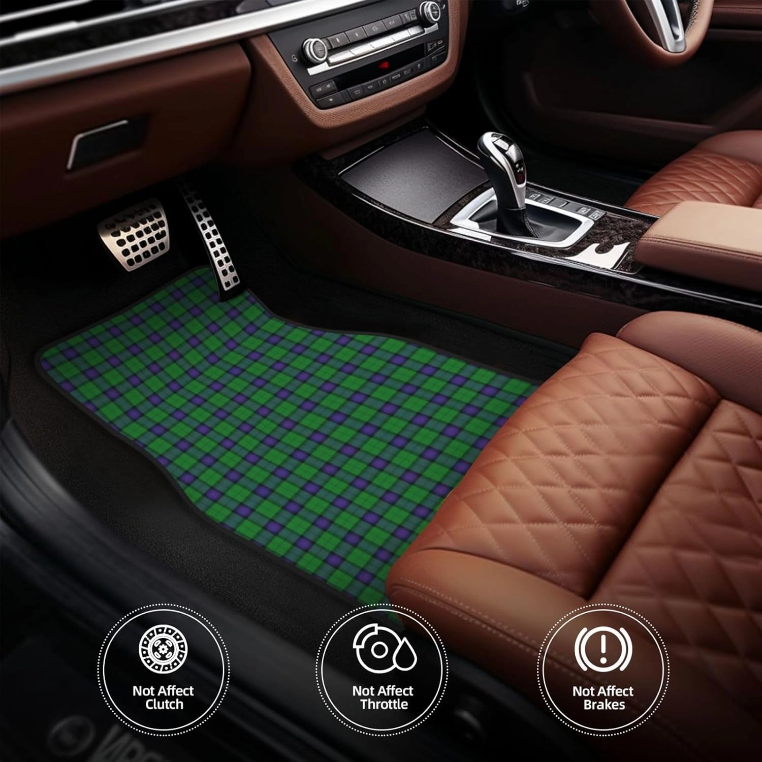 Scottish Clan Armstrong Tartan Plaid Car Front and Rear Floor Mats, Anti Slip Car Mats, Complete Set of 4 Carpets, All Weather Protection