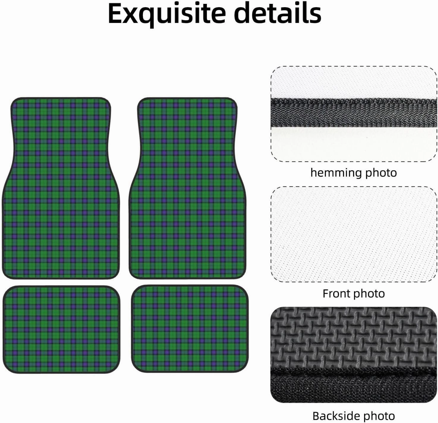 Scottish Clan Armstrong Tartan Plaid Car Front and Rear Floor Mats, Anti Slip Car Mats, Complete Set of 4 Carpets, All Weather Protection