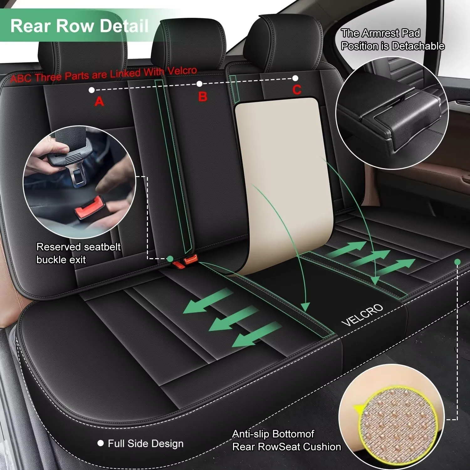 Seat Covers Fit for Ford Edge 2007-2023 2024 2025: 5 Seats Full Set Faux Leather Car Seat Covers Waterproof Automotive Seat Cushion Protector (2 Row 5 Seats, Black)