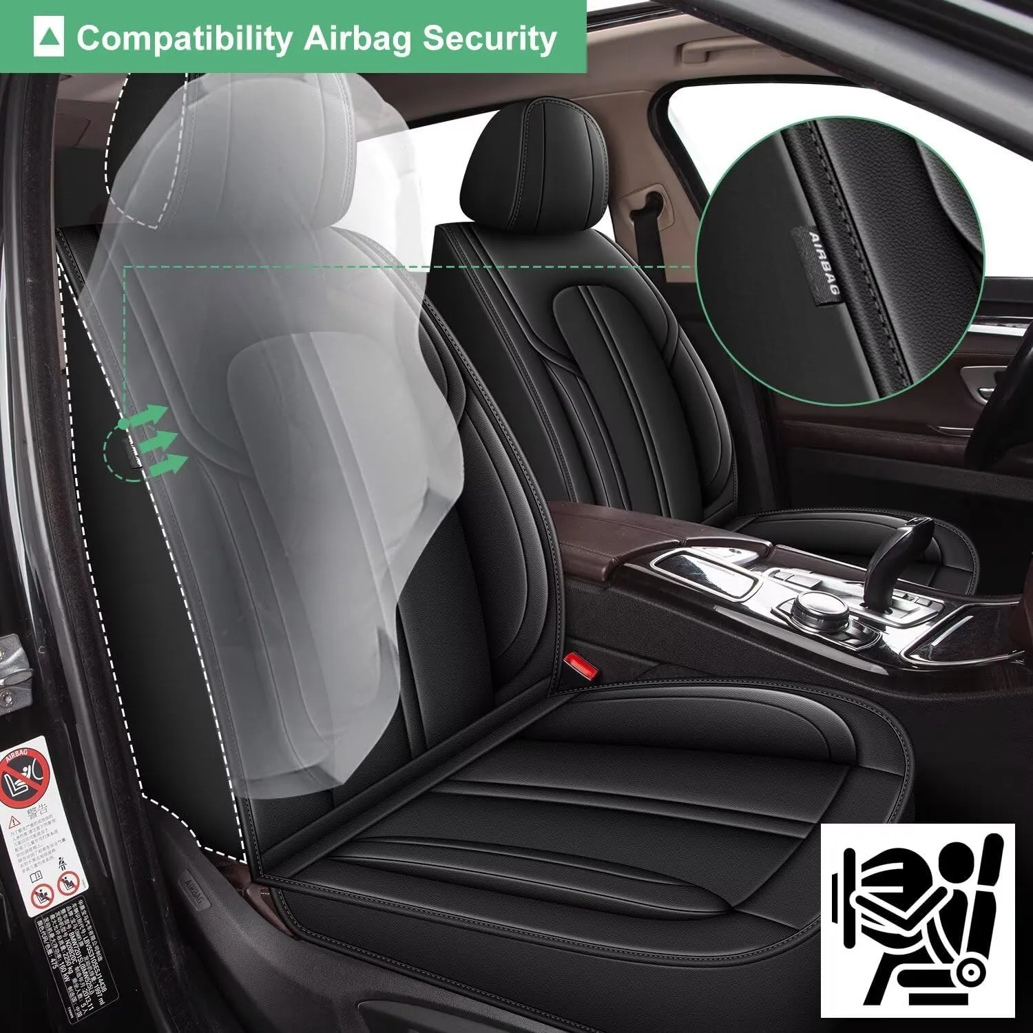 Seat Covers Fit for Ford Edge 2007-2023 2024 2025: 5 Seats Full Set Faux Leather Car Seat Covers Waterproof Automotive Seat Cushion Protector (2 Row 5 Seats, Black)