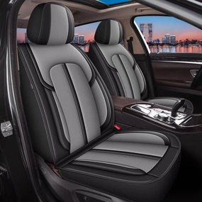 Seat Covers Fit for Ford Edge 2007-2023 2024 2025: 5 Seats Full Set Faux Leather Car Seat Covers Waterproof Automotive Seat Cushion Protector (2 Row 5 Seats, Black&Grey)