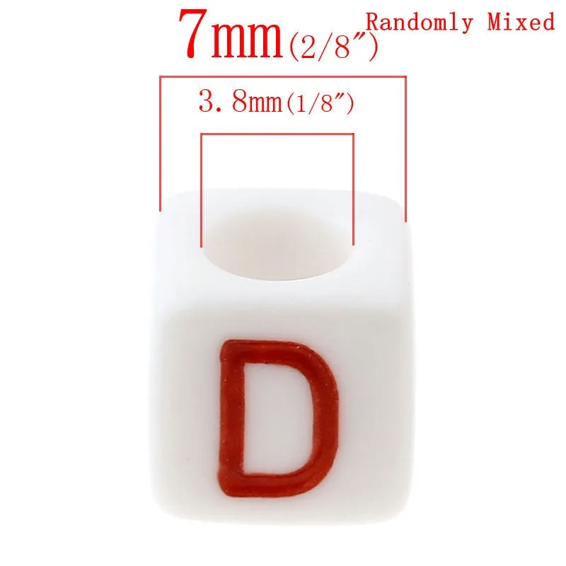 Sexy Sparkles 300 Pcs Acrylic Spacer Beads White Cube Mixed Alphabet/Letters "A-Z"