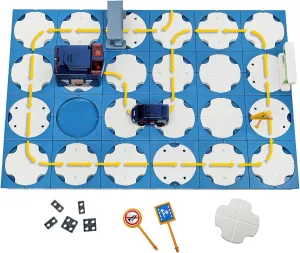 SGILE 24 PCS STEM Road Builder Puzzles for Kids Age 3 , Toddler Building Maze Blocks Family Board Game Track Play Set with Cute Car Traffic Sign, Toys for Boy Girl 3 4 5 6 7 Year Old Gift (Police Car)