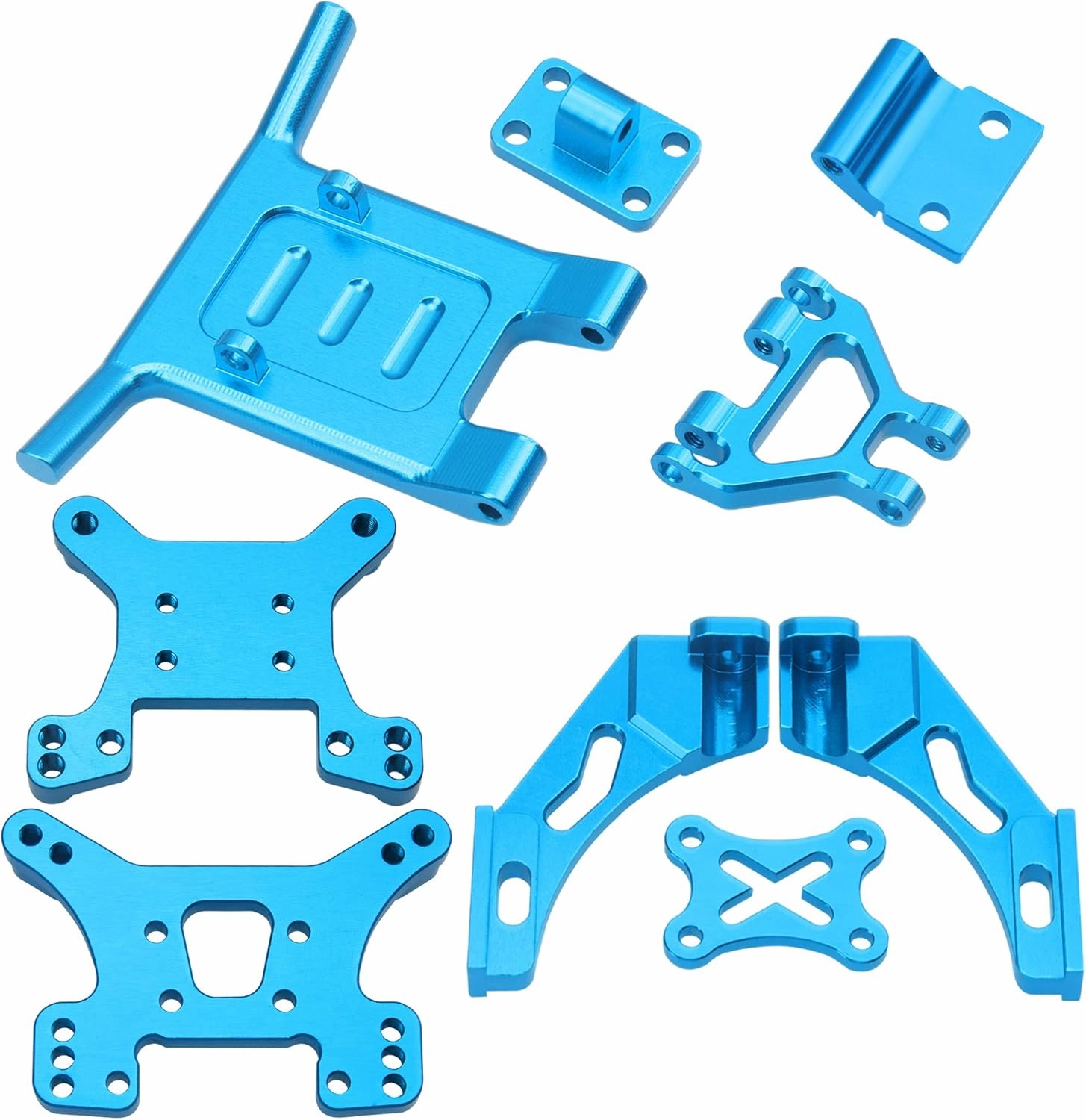 ShareGoo Aluminum Front Bumper Shock Tower Mount Rear Wing Compatible with WLtoys 144001 144010 124016 124017 124018 124019 RC Car Upgrade Parts (Blue)