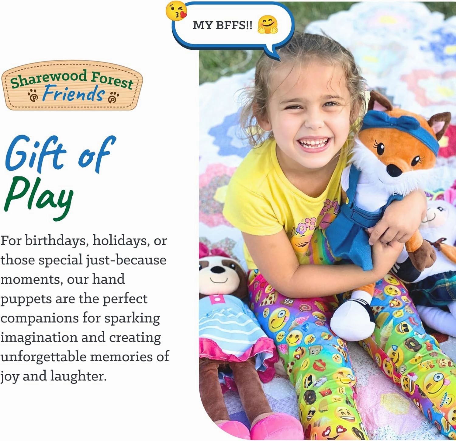 Sharewood Forest Friends Brie The Bunny Hand Puppet - Stuffed Animal for Toddlers, Kids, Teachers, Daycare & School - Perfect for Puppet Theatre and Creative Play