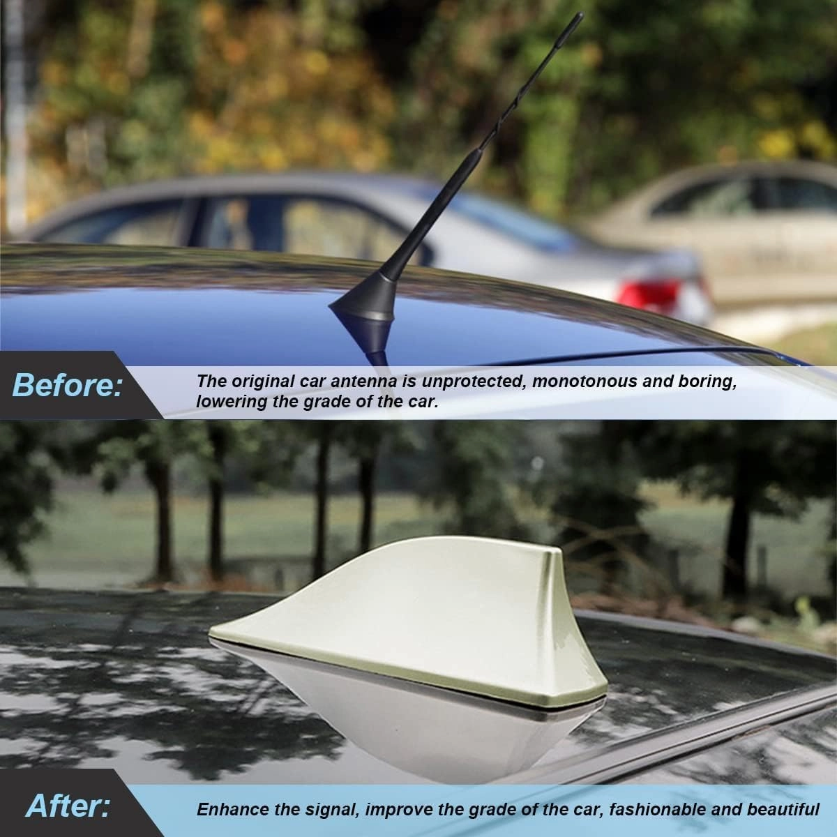 Shark Fin Antenna Cover for Renault Scenic III XMOD 2013 2014 2015 2016, Anti-Theft Anti-Chip Low Wind Resistance Roof Radio Signal Booster Car Accessories,Gold