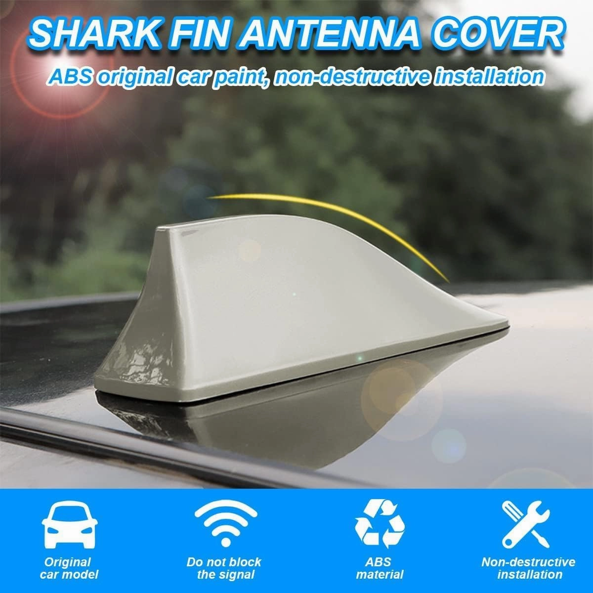 Shark Fin Antenna Cover for Renault Scenic III XMOD 2013 2014 2015 2016, Anti-Theft Anti-Chip Low Wind Resistance Roof Radio Signal Booster Car Accessories,Gold