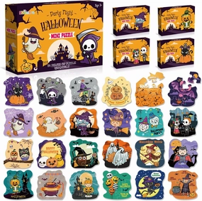 Shemira Halloween Party Favor - 24 Pack Jigsaw Puzzles, Trick or Treating Goodie Bag Filler, Miniature Novelty Toys for Kids