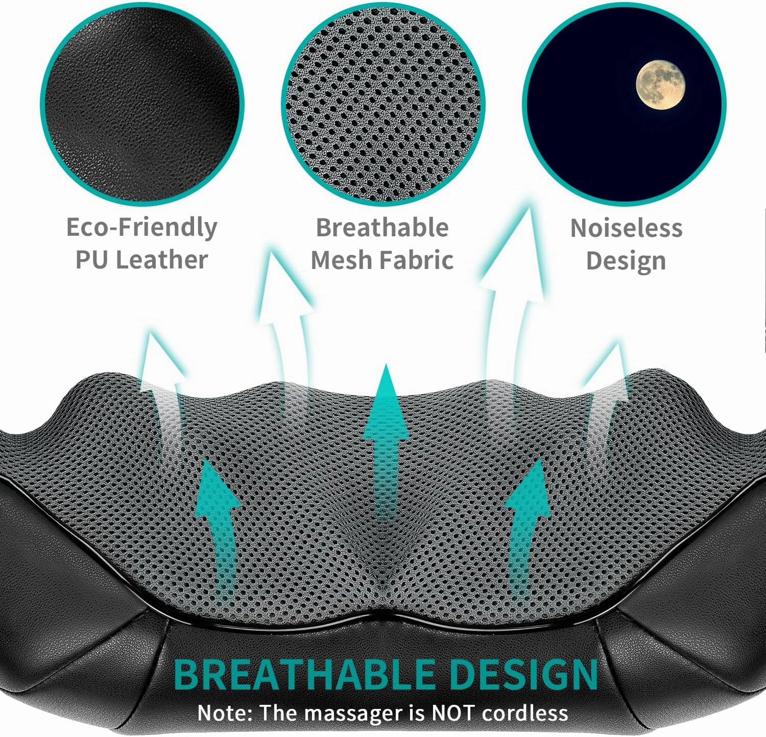 Shiatsu Neck and Back Massager with Soothing Heat, Nekteck Electric Deep Tissue 3D Kneading Massage Pillow for Shoulder, Leg, Body Muscle Pain Relief, Home, Office, and Car Use