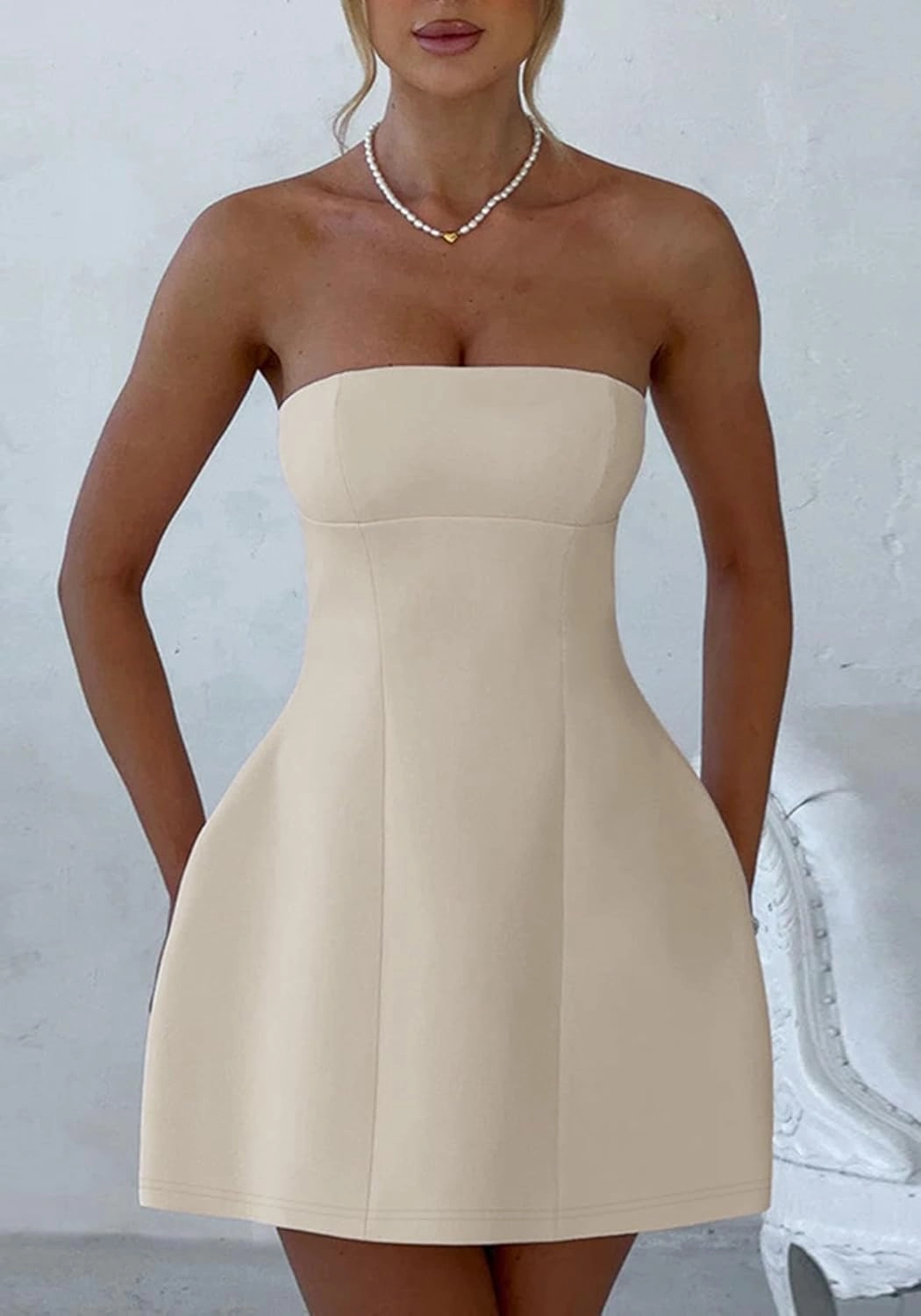 SHINFY Women Sexy Strapless Mini Dress Bodycon Off Shoulder Tube Top A-Line Short Dress Formal Cocktail Dresses