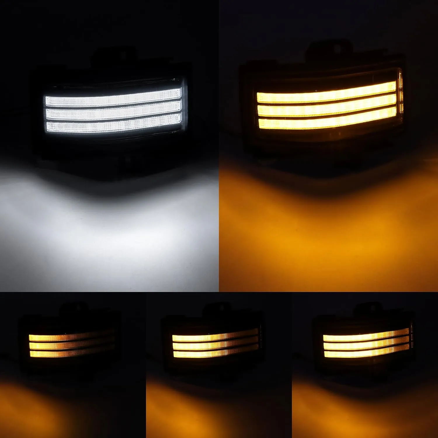 Side Tow Mirror Turn Signal LED Lights Compatible with F150 2015-2022 for F250 F350 F450 2017-2022 White Daytime Running &Yellow Dynmaic Sequential Blink Turn Marker Lamp (Clear Len)