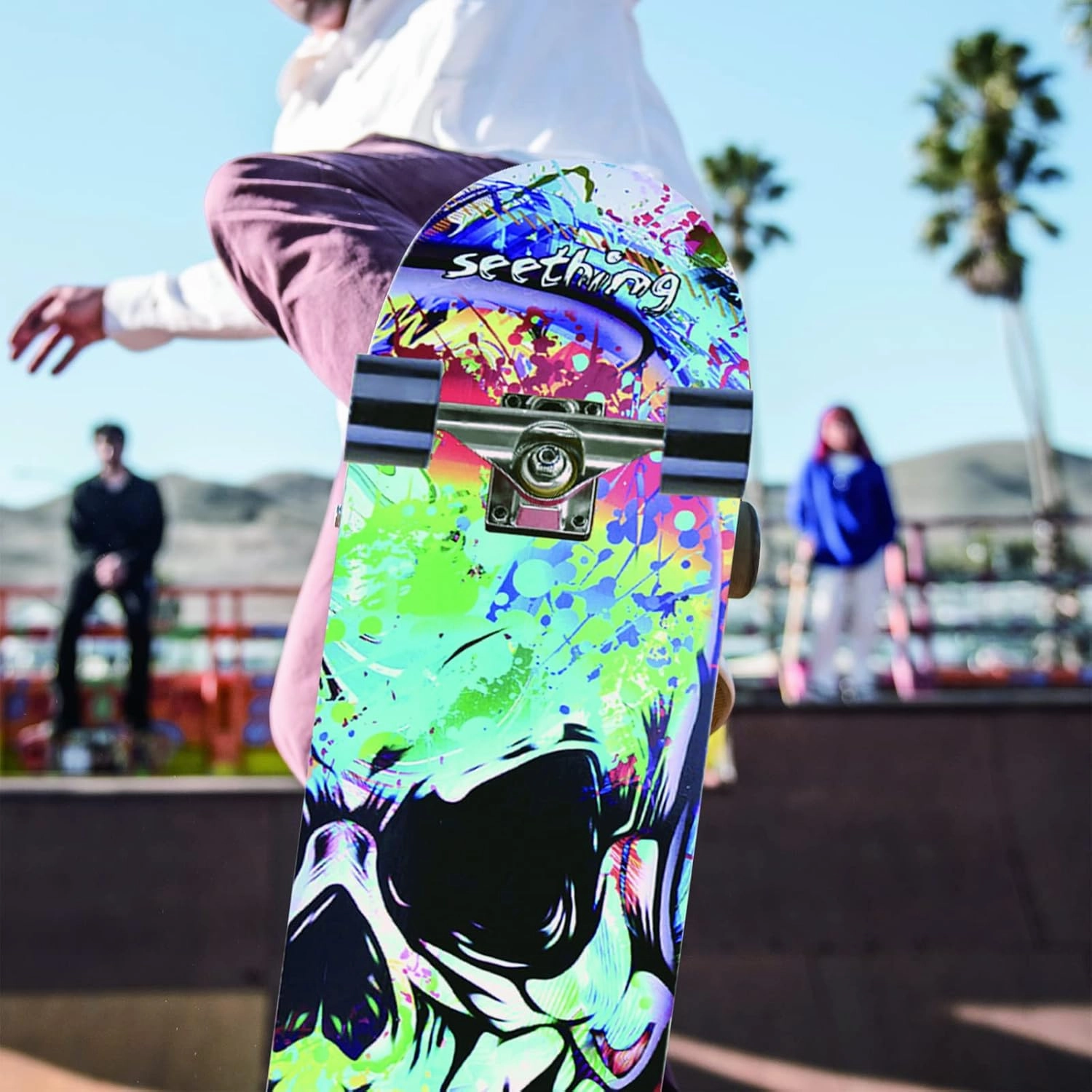 Skateboards for Beginners Kids Boys Girls and Adults,31''x8'', 7-Layer Maple, Double Kick Concave, Fascinating Cool, Solid&Durable