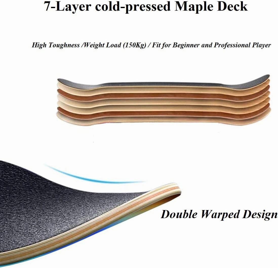 Skateboards for Beginners Kids Boys Girls and Adults,31''x8'', 7-Layer Maple, Double Kick Concave, Fascinating Cool, Solid&Durable
