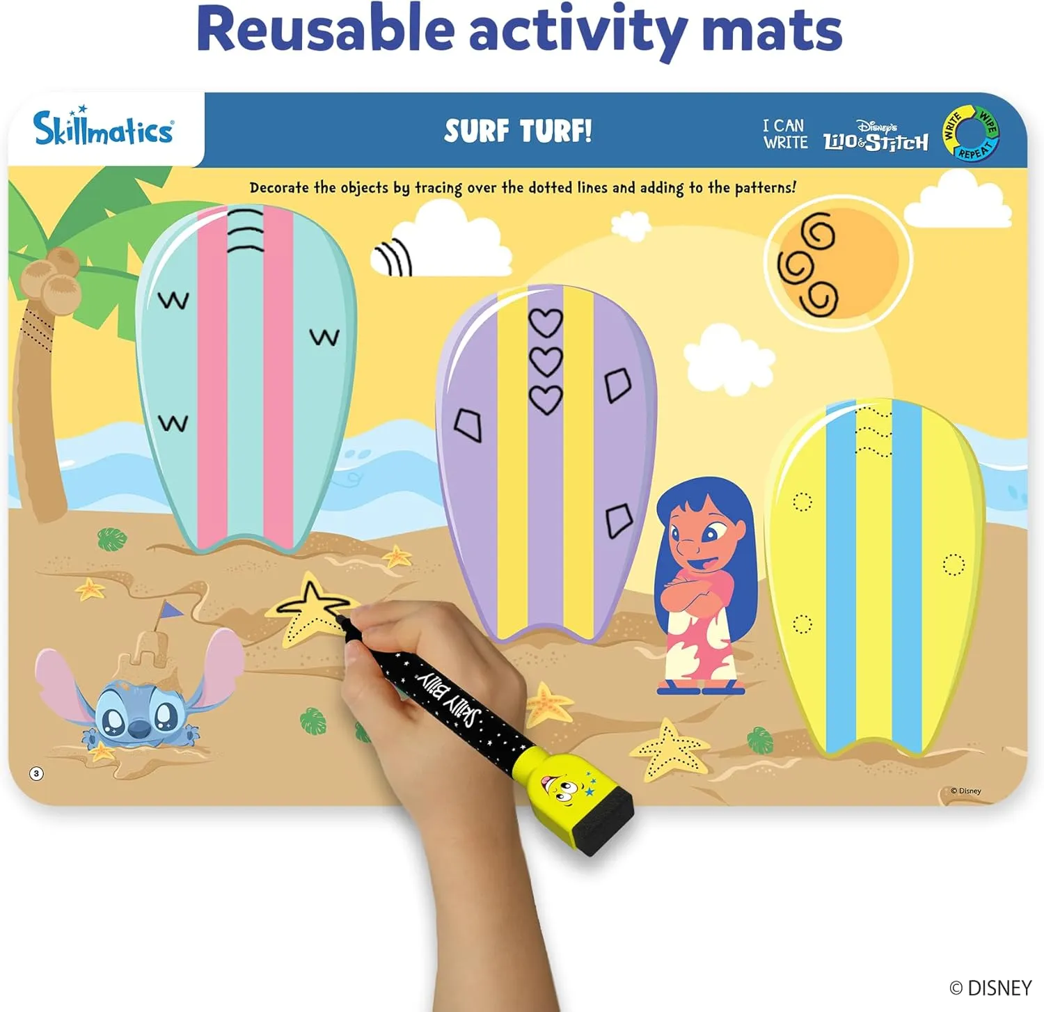 Skillmatics I Can Write Disney's Lilo & Stitch - Reusable Preschool Learning Activities, Educational Toy and Game, Back to School Supplies, Gifts for Students, Kids, Toddlers Ages 3, 4, 5, 6