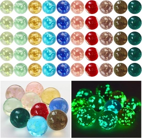 Skylety 50 Pieces Marbles Glow in The Dark Handmade Glass Marbles Colorful Glass Marble for Boys and Girls Marble Games, DIY and Home Decoration, 10 Colors