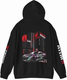 Skyline R34 HKS GTR Premium Hoodie - Skyline Pullover, Racing Apparel, Streetwear, Gift for Him, Automotive Clothing