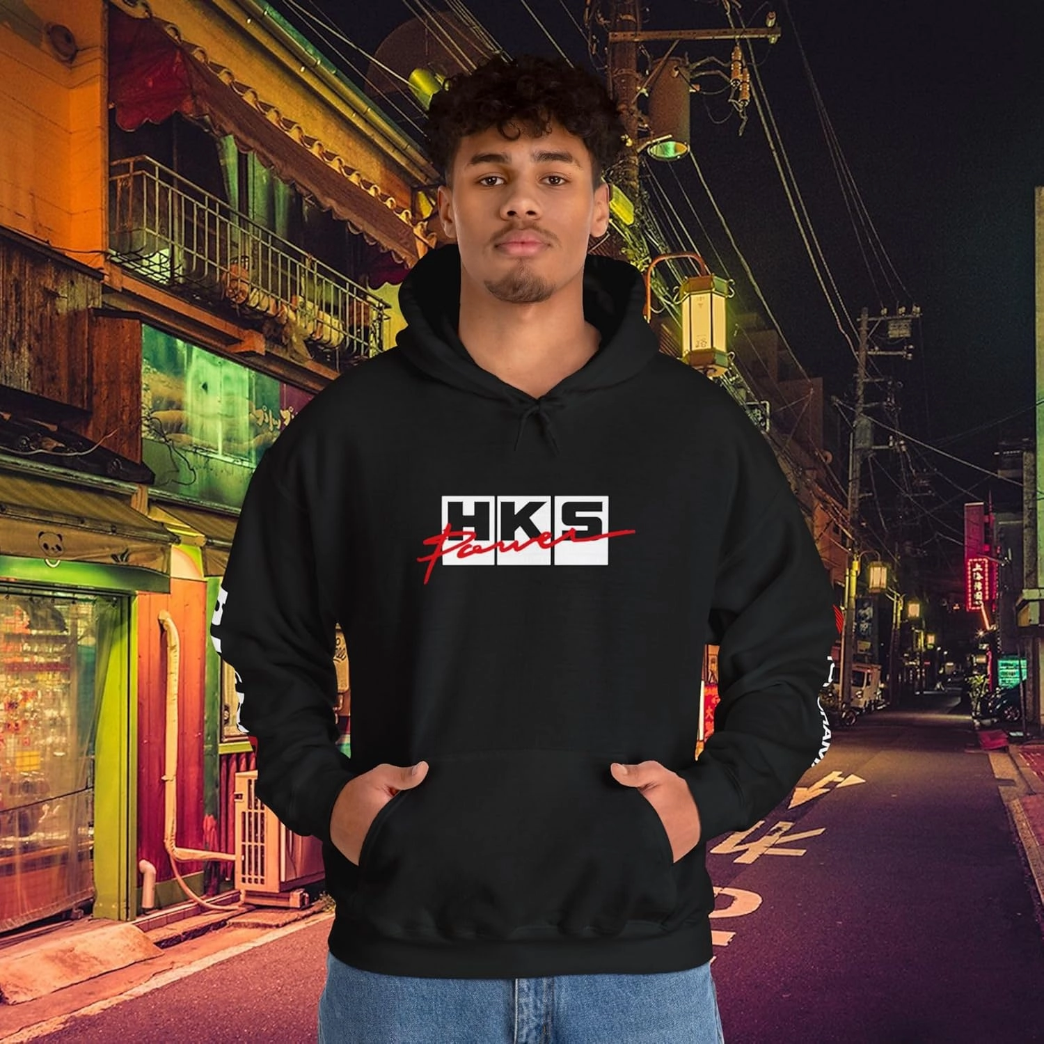 Skyline R34 HKS GTR Premium Hoodie - Skyline Pullover, Racing Apparel, Streetwear, Gift for Him, Automotive Clothing