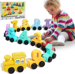 Small Magnetic Train Toddlers Developmental Toys Set 2 3 4 5 Years Old Little Baby Kids Boy Girls Learning Counting Number Color Play Game with Friends Preschool Educational Christmas Birthday Gifts