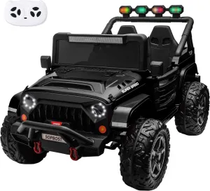 sopbost Kids 24V Ride On Toys for Boys Girls 2 Seater 4x4 Electric Vehicles Battery Powered 4 Wheels Side by Side Truck Car with Remote Control, 4x75W Motors, EVA Rubber Tires, Black