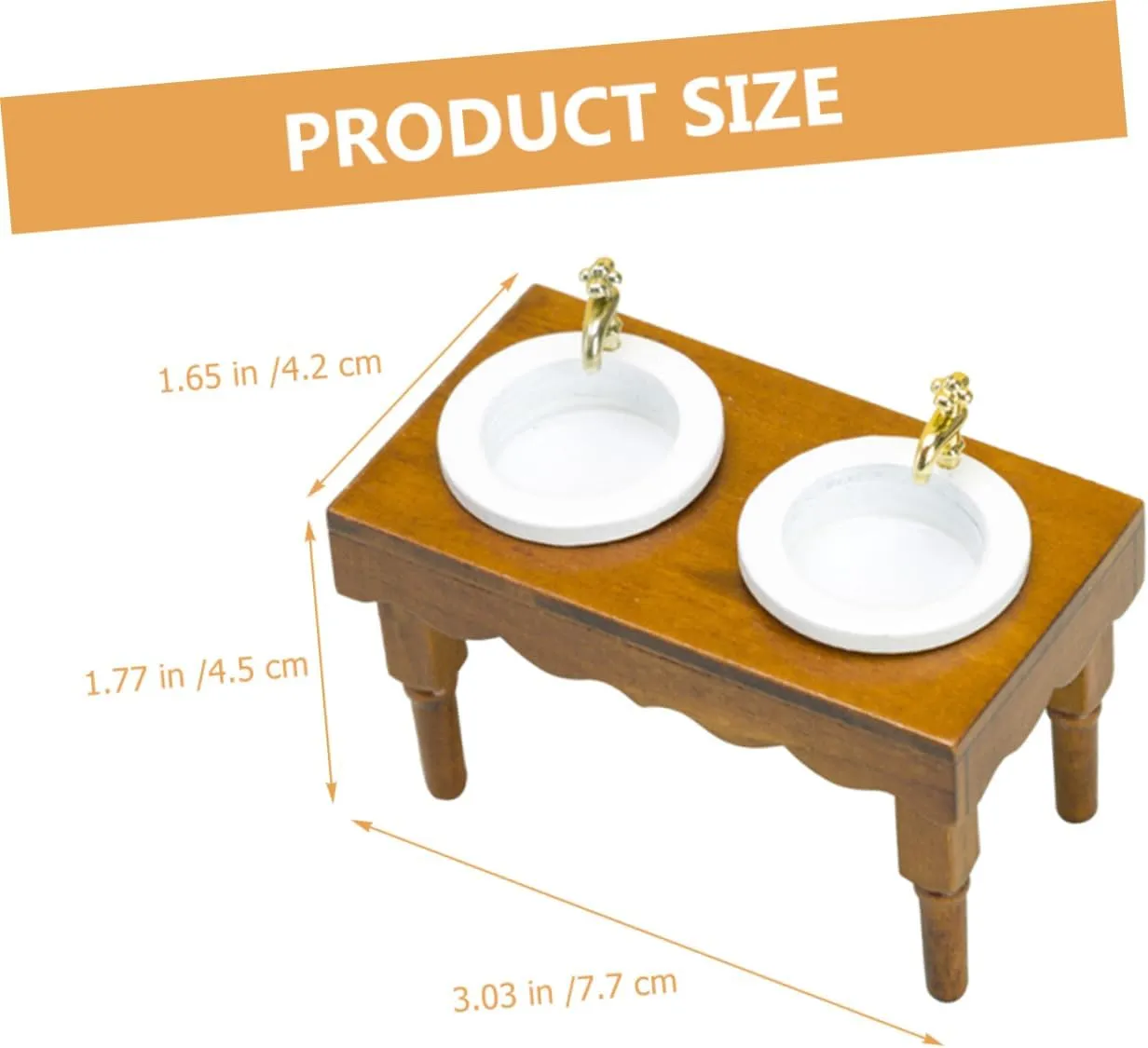 Sosoport 3pcs Miniature Bathroom Table Modern Dollhouse Wash Basin Compact Wooden Wash Sink