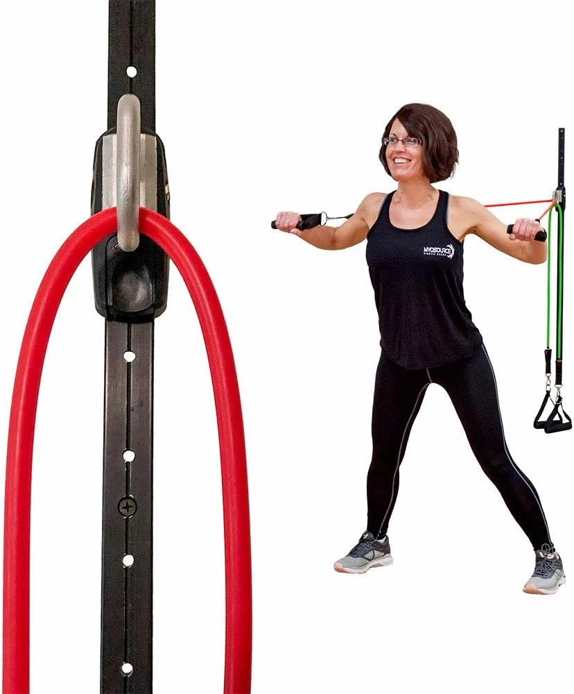 Space Saver Gym Resistance Bands Exercise Equipment for at Home Fitness Workout | Resistance Band Wall Anchor for Kinetic Bands with 1 Rail, 1 Rail Car