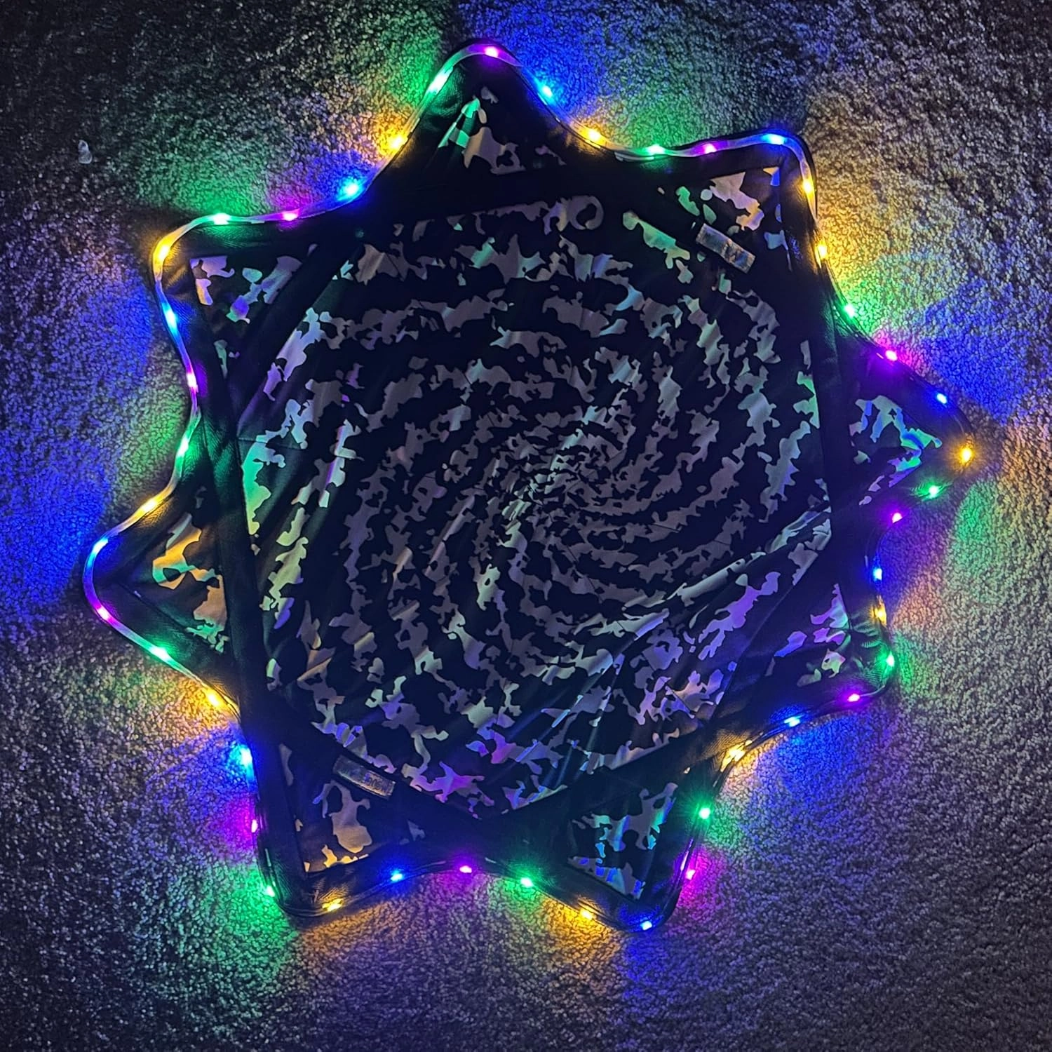 Spark Flow Star - 28" Diameter - Rechargeable Multi-Colored LED Lights - 3 Modes (Cookie Spin)