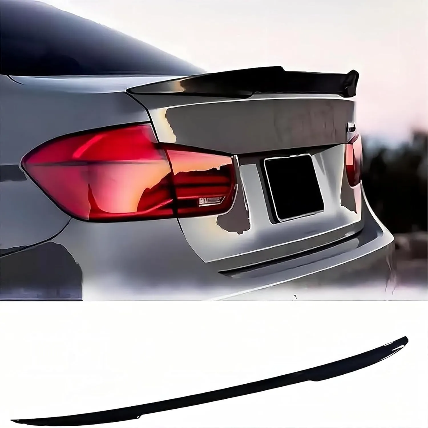 Spoiler for Daewoo Nexia (KLETN, Facelift 2008) 2008 2009 2010 2011 2012 2013, Car Spoiler Waterproof Durable Anti-Collision Easy to Install Car Accessories,Gloss Black