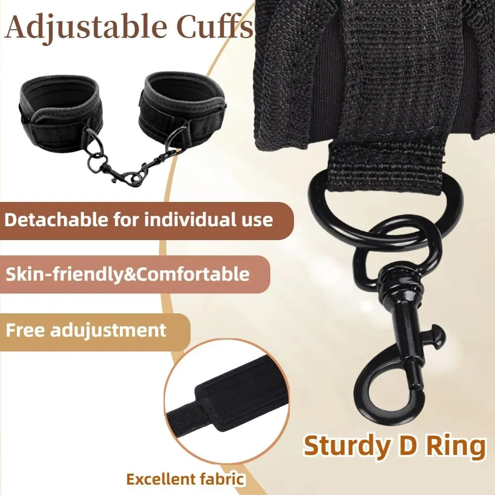 Spreader Bar Sex Toys Sex Furniture Restraints with Handcuffs Ankle Cuffs BDSM Bondage Set for Couples Adults SM Games Sex Play Adjustable and Detachable 22-36 Inch (Black)