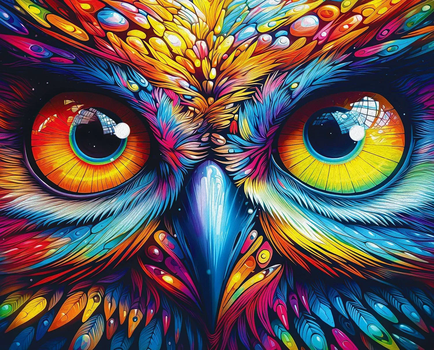 Springbok Look of The Wild 1000 Piece Jigsaw Puzzle for Adults - Vivid Fantasy Owl Face by Artist Michael Warn - Finished Size of 30" x 24"