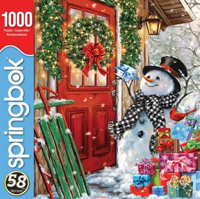Springbok Delivering Gifts 1000 Piece Jigsaw Puzzle - A Joyful Snowman Delivering Will Make Any Family Gathering Fun