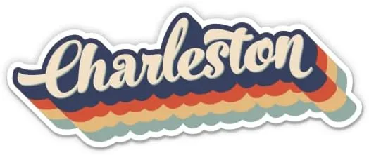 Squiddy Charleston South Carolina Layered Retro Style - Vinyl Sticker Decal for Phone, Laptop, Water Bottle (3" Wide)