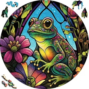 Stained Glass 'Cute Little Frog' 3D Wood Jigsaw Puzzle