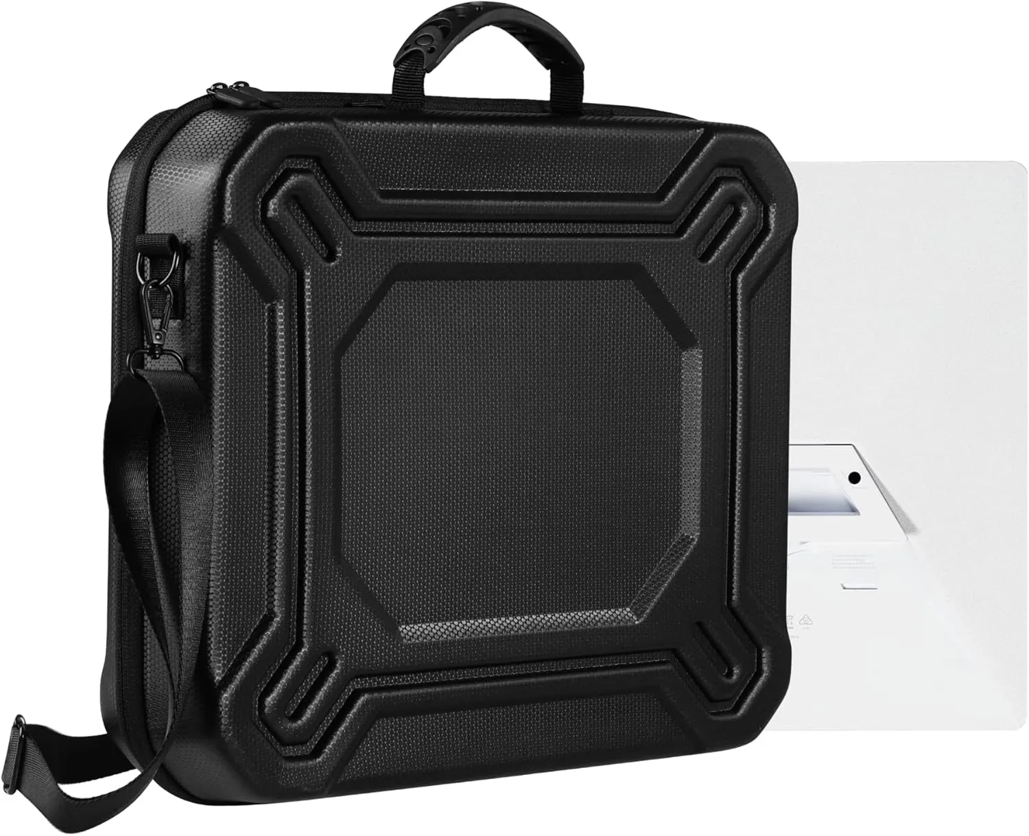Starlink Mini Case-Durable PU Case with Custom Grooves Shoulder Strap & Handle Fits Starlink Mini and Accessories Travel-Friendly Dustproof Black