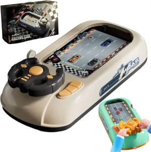 Steer Joy Driving Simulator for Kids, Car Racing Adventure Toy with Steering Wheel, Steering Wheel Toy with Music and Vehicle Sound Effects, Driving Games for Boys Girls Ages 3 and Above (White)
