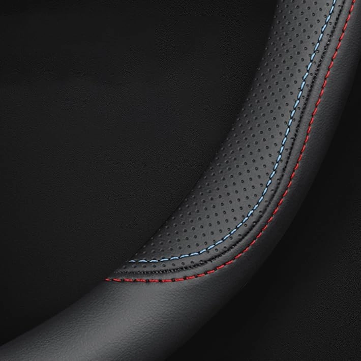 Steering Wheel Cover for Mazda Biante 2008-2018, Microfiber Leather Car Wheel Cover, Breathable Durable Black Steering Wheel Cover Women/Men (14.5-15inch),C