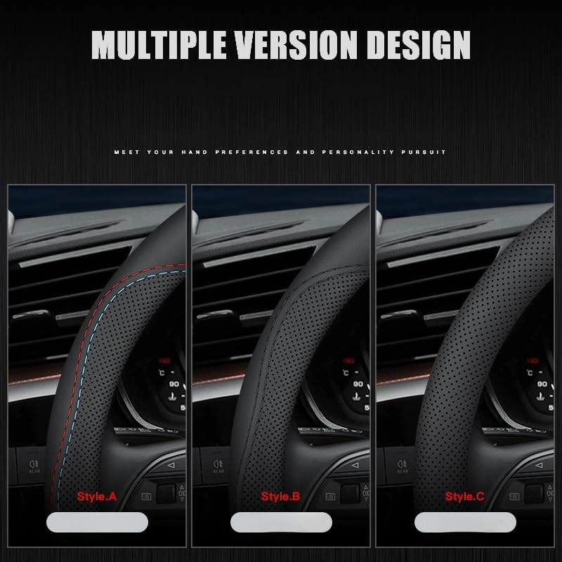 Steering Wheel Cover for Mazda Biante 2008-2018, Microfiber Leather Car Wheel Cover, Breathable Durable Black Steering Wheel Cover Women/Men (14.5-15inch),C
