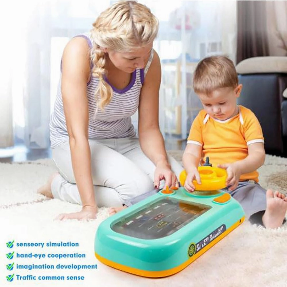 Steerjoy Driving Simulator, Steer Joy Driving, toddler steering wheel toy, Simulated Driving Racing Car Game with Sound (Green)
